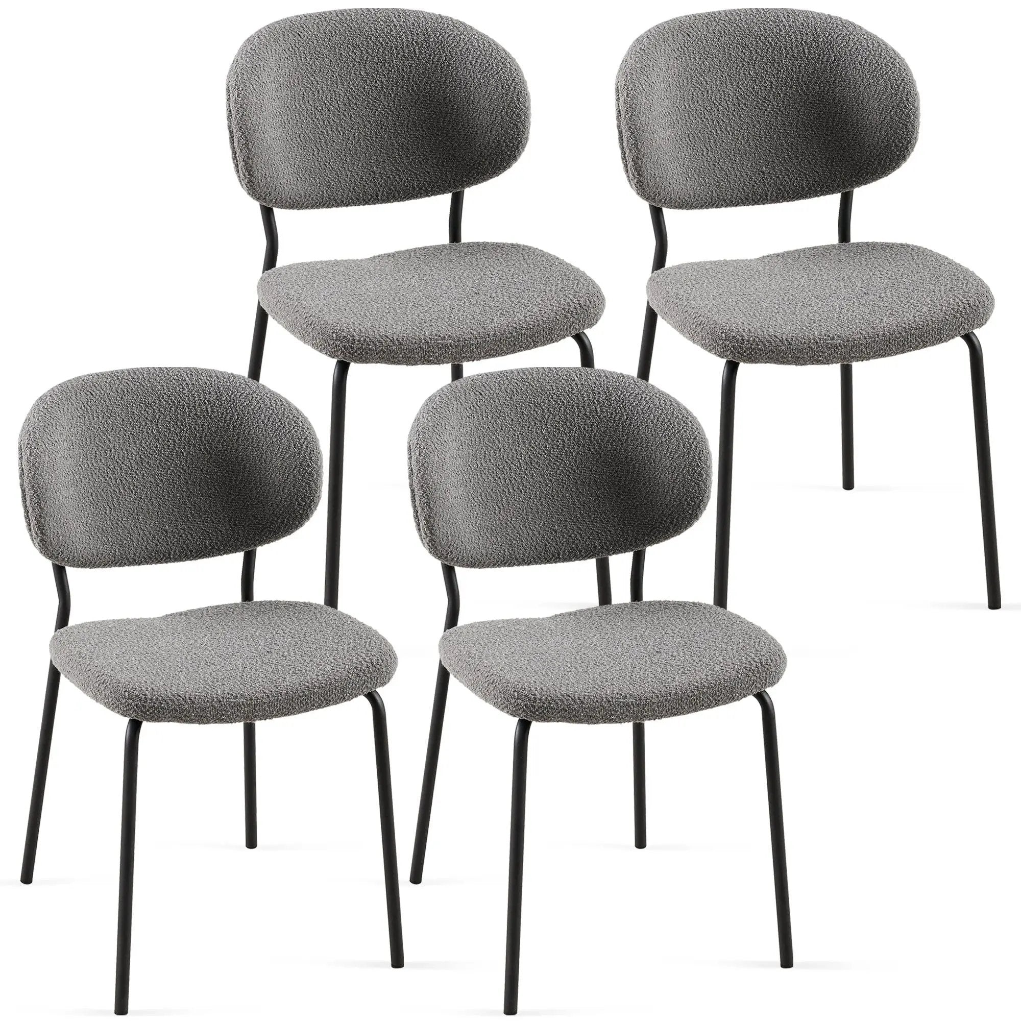 Boucle Dining Chairs, Dining Chairs With Metal Legs For Dining Room, Kitchen, Living Room by HouseOfZazla