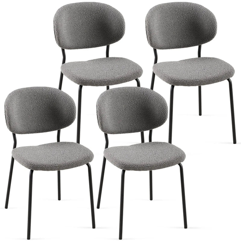 Boucle Dining Chairs, Dining Chairs With Metal Legs For Dining Room, Kitchen, Living Room by HouseOfZazla
