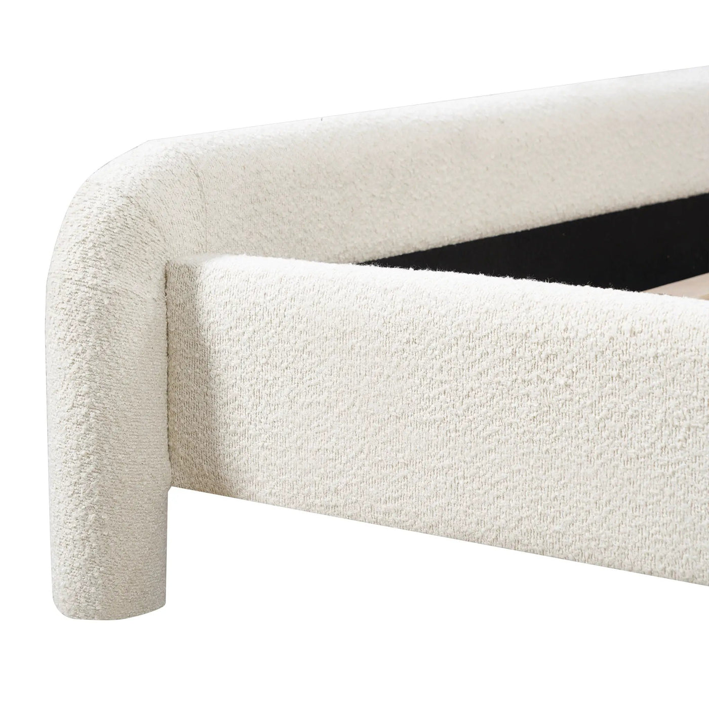 Upholstered Platform Bed Frame With Curved Headboard, Wood Slats Support by HouseOfZazla