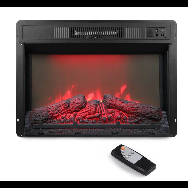 Electric Fireplace Insert Heater With Multicolor Flames, Remote Control - Black by HouseOfZazla