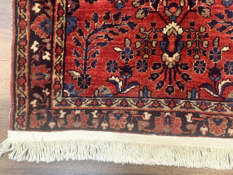 Small Red Persian Sarouk Rug 2.7 x 4.9, Floral, Antique by Jewel Rugs