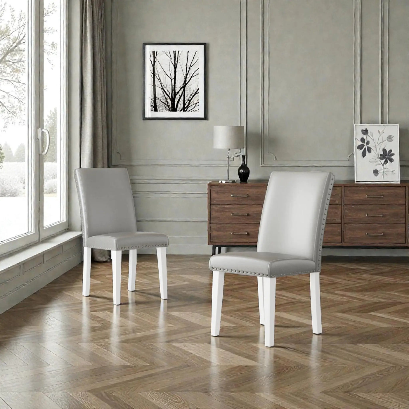 Upholstered Dining Chair With High Back Design (Set of 2) by HouseOfZazla