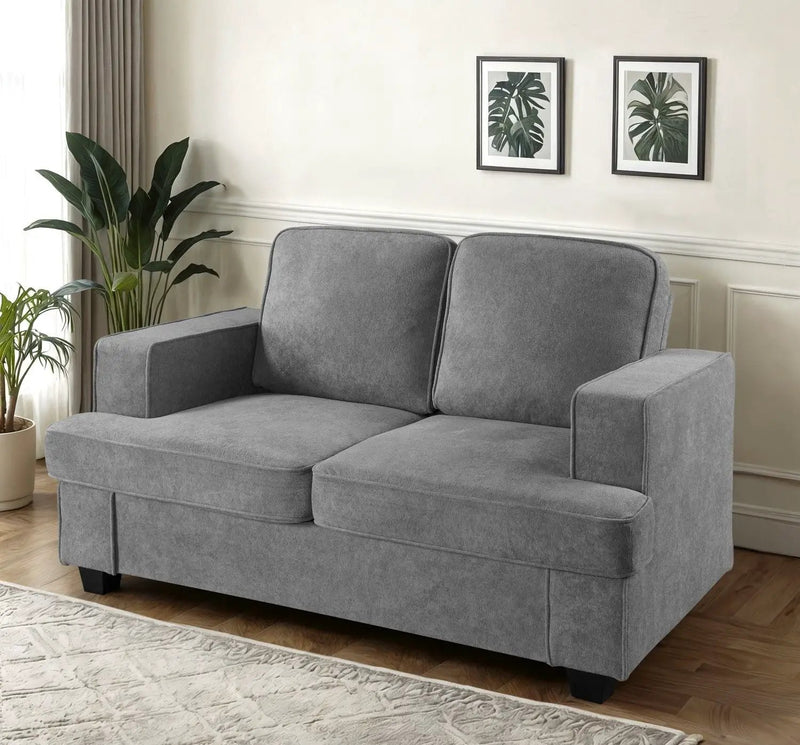 Modern Loveseat, Comfortable 2 Seater Couch With Deep Seating, Loose Back Cushions, Wide Arms by HouseOfZazla