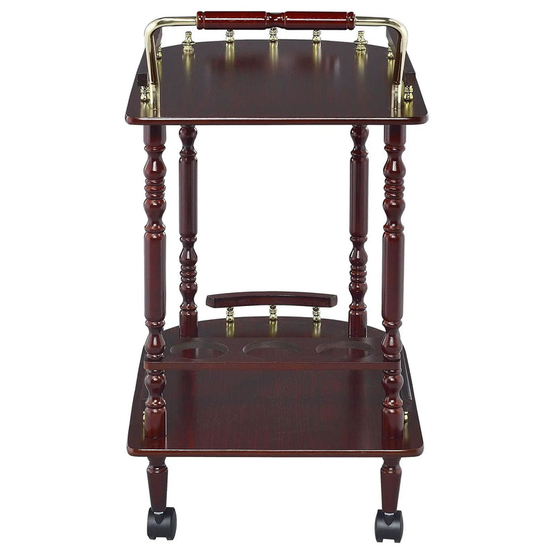 Palmer 2-tier Rectangular Wood Bar Cart Merlot by Unique Piece Furniture