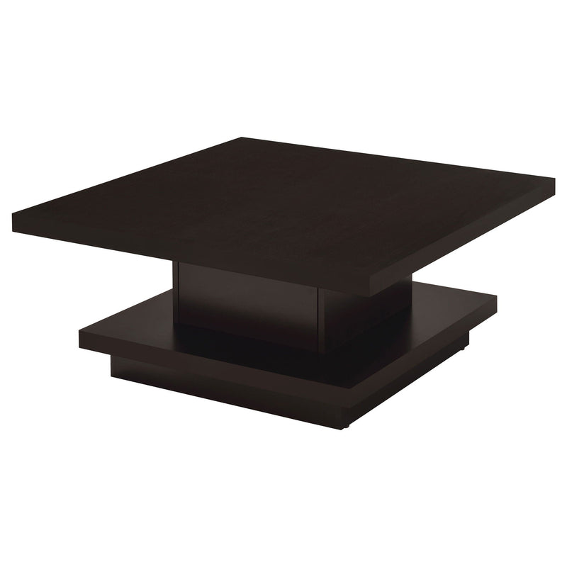 Square Coffee Table With Geometric Design And Storage Shelf - Cappuccino by HouseOfZazla