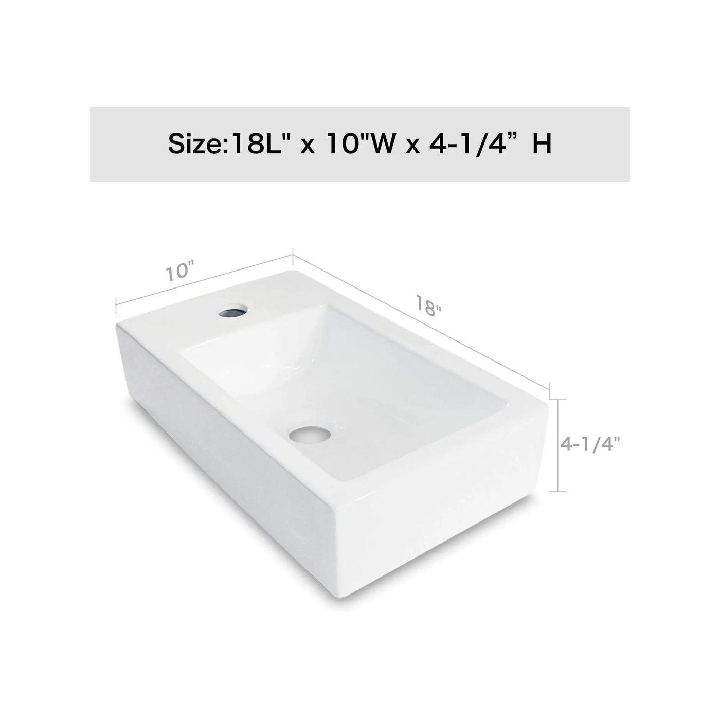 Modern Ceramic Rectangle Wall Mount Bathroom Sink With Single Faucet Hole by HouseOfZazla