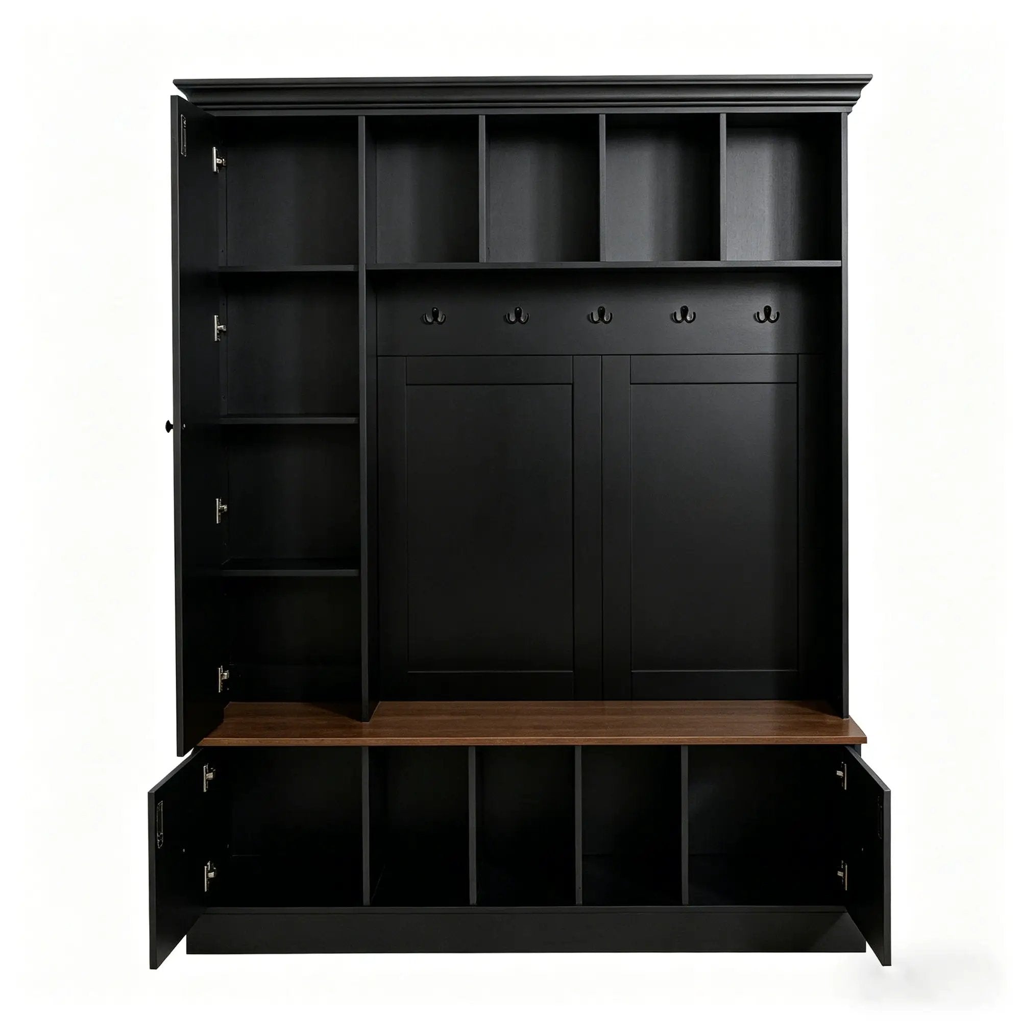 Vibe Haus 62.2'' Farmhouse Hall Tree with Shoe Storage Bench by HouseOfZazla