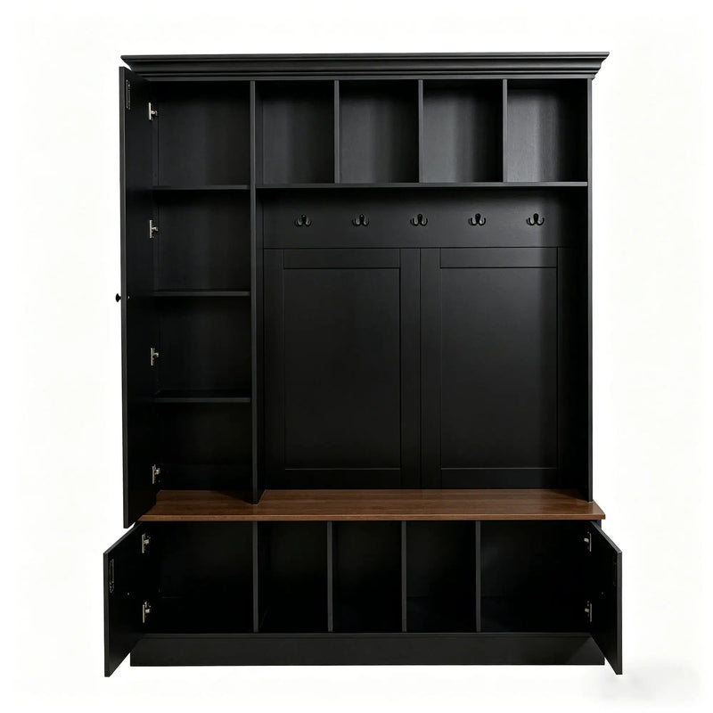 Vibe Haus 62.2'' Farmhouse Hall Tree with Shoe Storage Bench by HouseOfZazla
