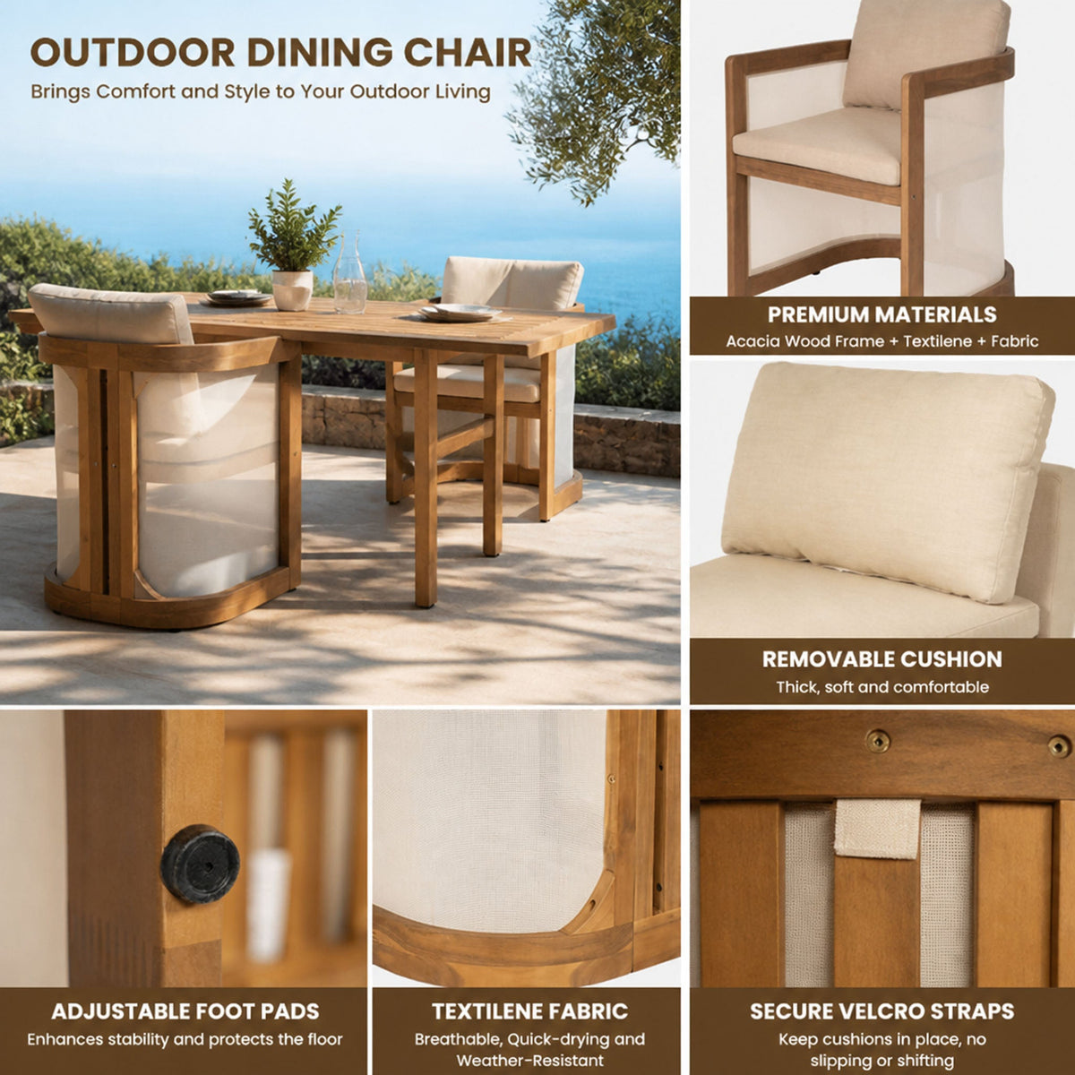 Set of 2 Outdoor Patio Dining Armchairs, photo 4 of 10