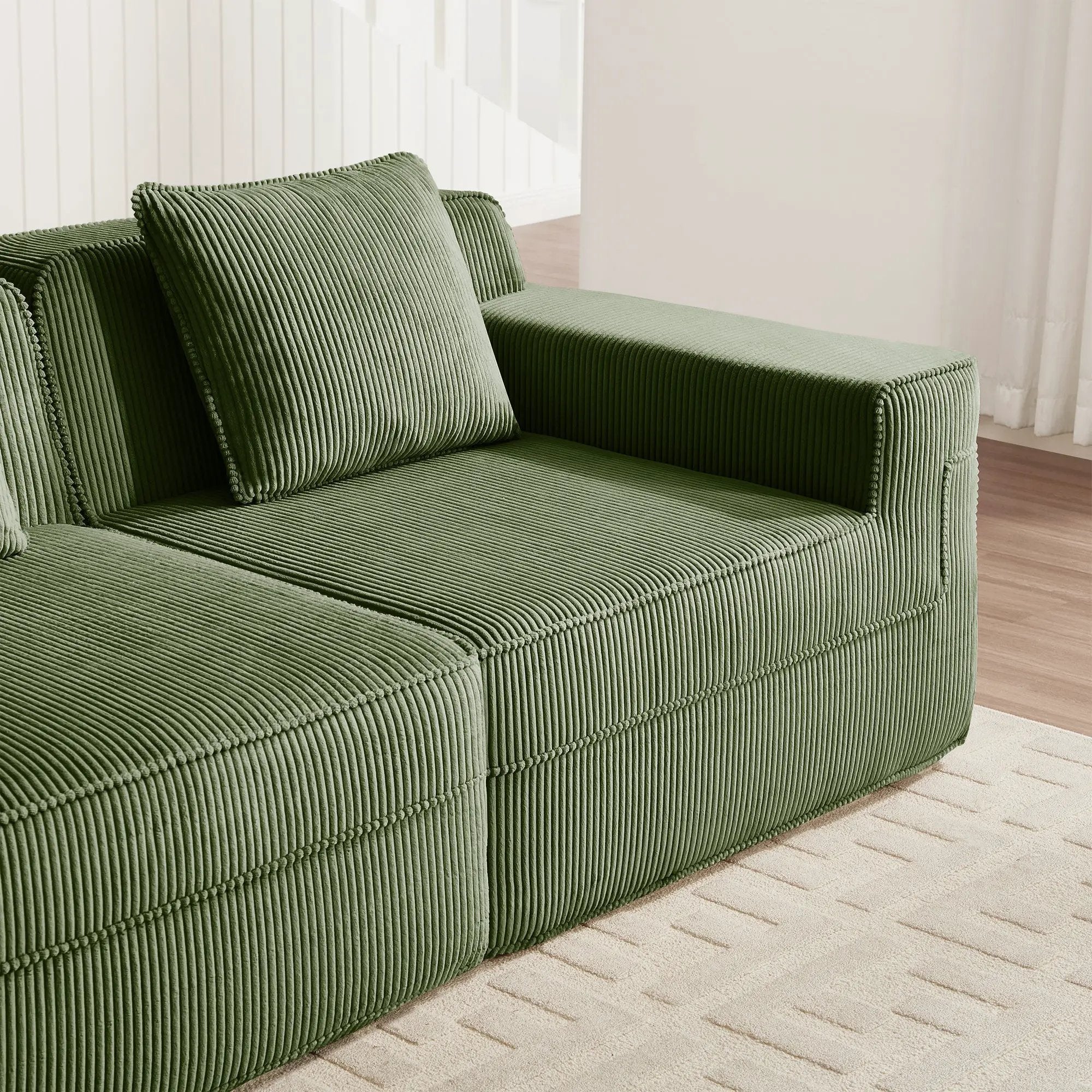 Armless Sofa with Pillow - Green Corduroy by HouseOfZazla