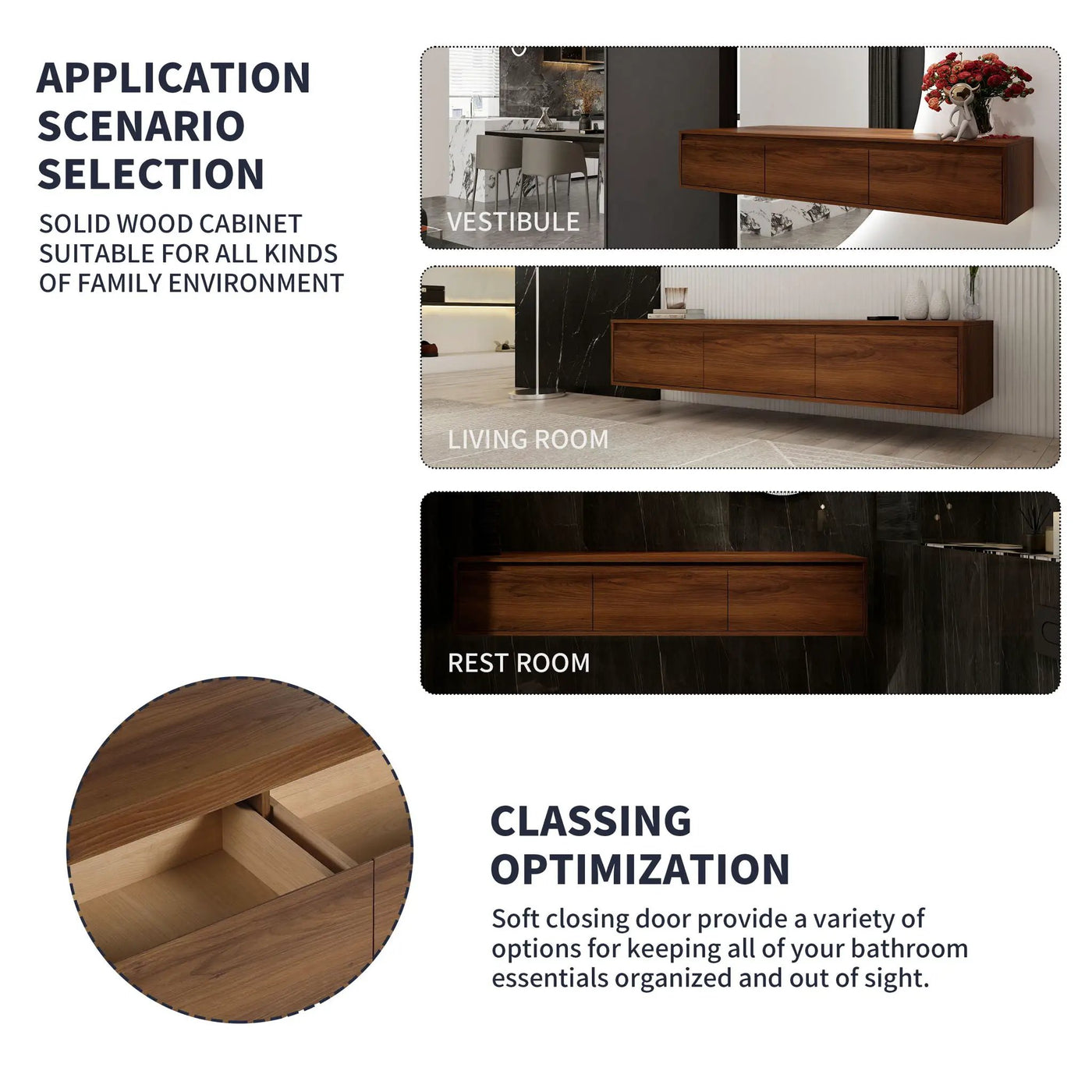 Contemporary Wall Mounted Bathroom Vanity With Dual Resin Sink And Soft Close Drawer by Unique Piece Furniture