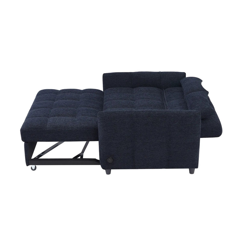 Loveseat Sofa Pull-Out Bed With Adjustable Backrest, 3 USB Ports And 2 Lumbar Pillows For Living Room by HouseOfZazla
