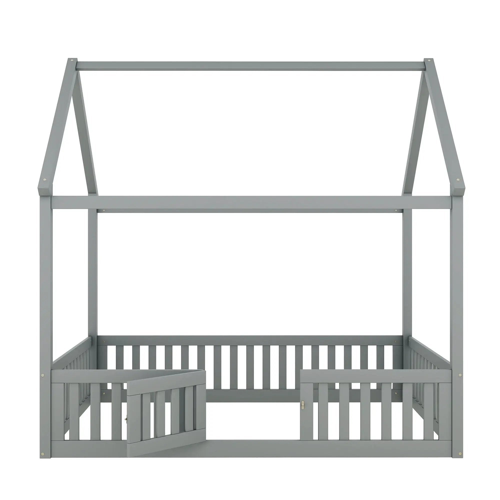 Wood House Bed With Fence And Door by HouseOfZazla