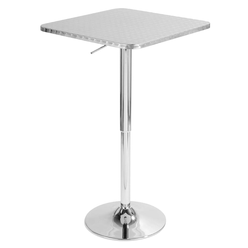 Bistro - Contemporary Adjustable Square Bar Table - Silver by Unique Piece Furniture