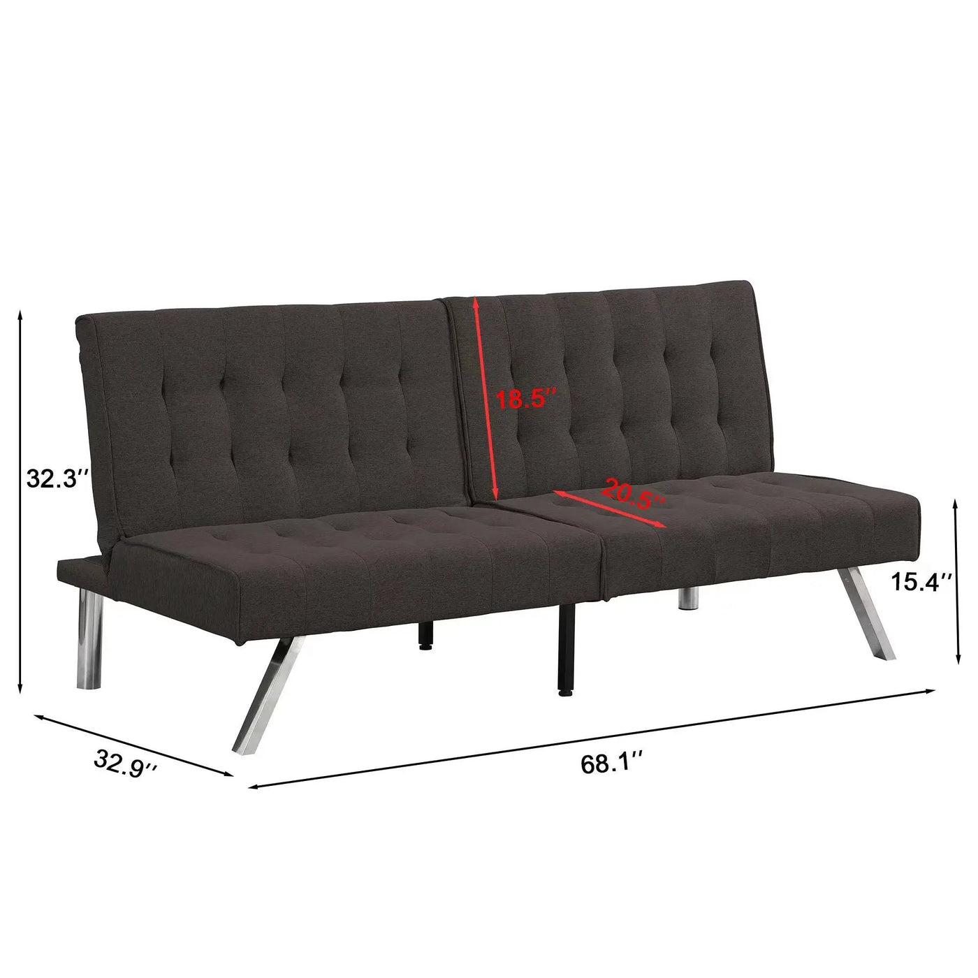 Modern Sofa Bed With Wood Frame And Stainless Legs by HouseOfZazla
