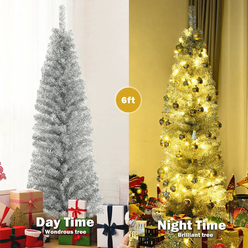 6 Feet Tinsel Tree Unlit Slim Pencil Christmas Tree by DirectDeals