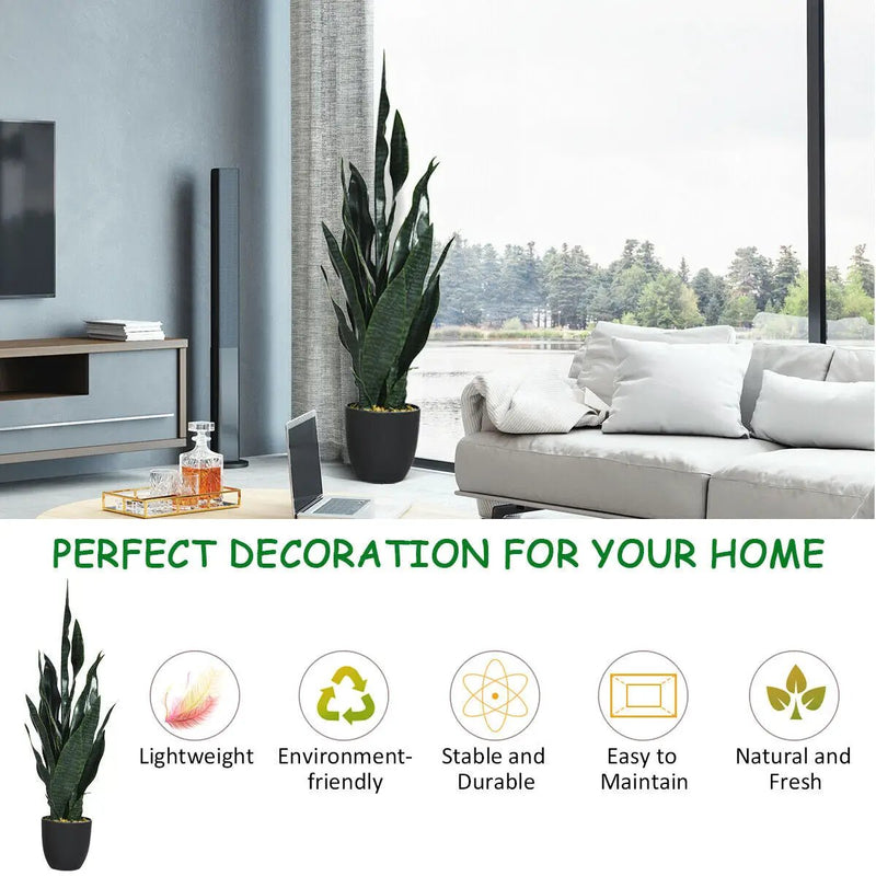 35.5 Inch Indoor-Outdoor Artificial Fake Snake Plant by DirectDeals