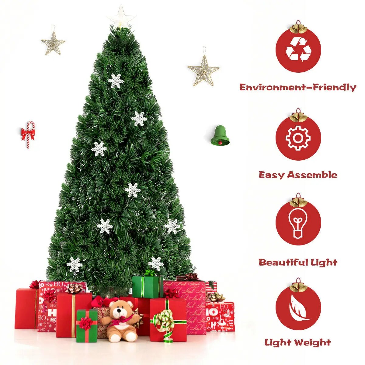 LED Optic Artificial Christmas Tree with Snowflakes by DirectDeals