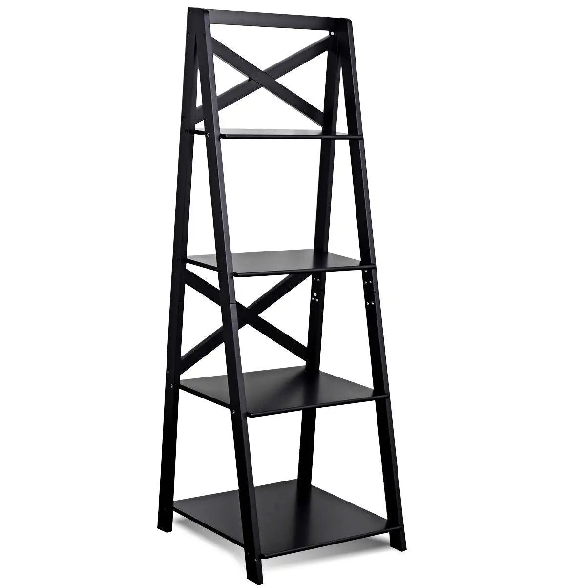 4-tier Leaning Free Standing Ladder Shelf Bookcase-White by DirectDeals
