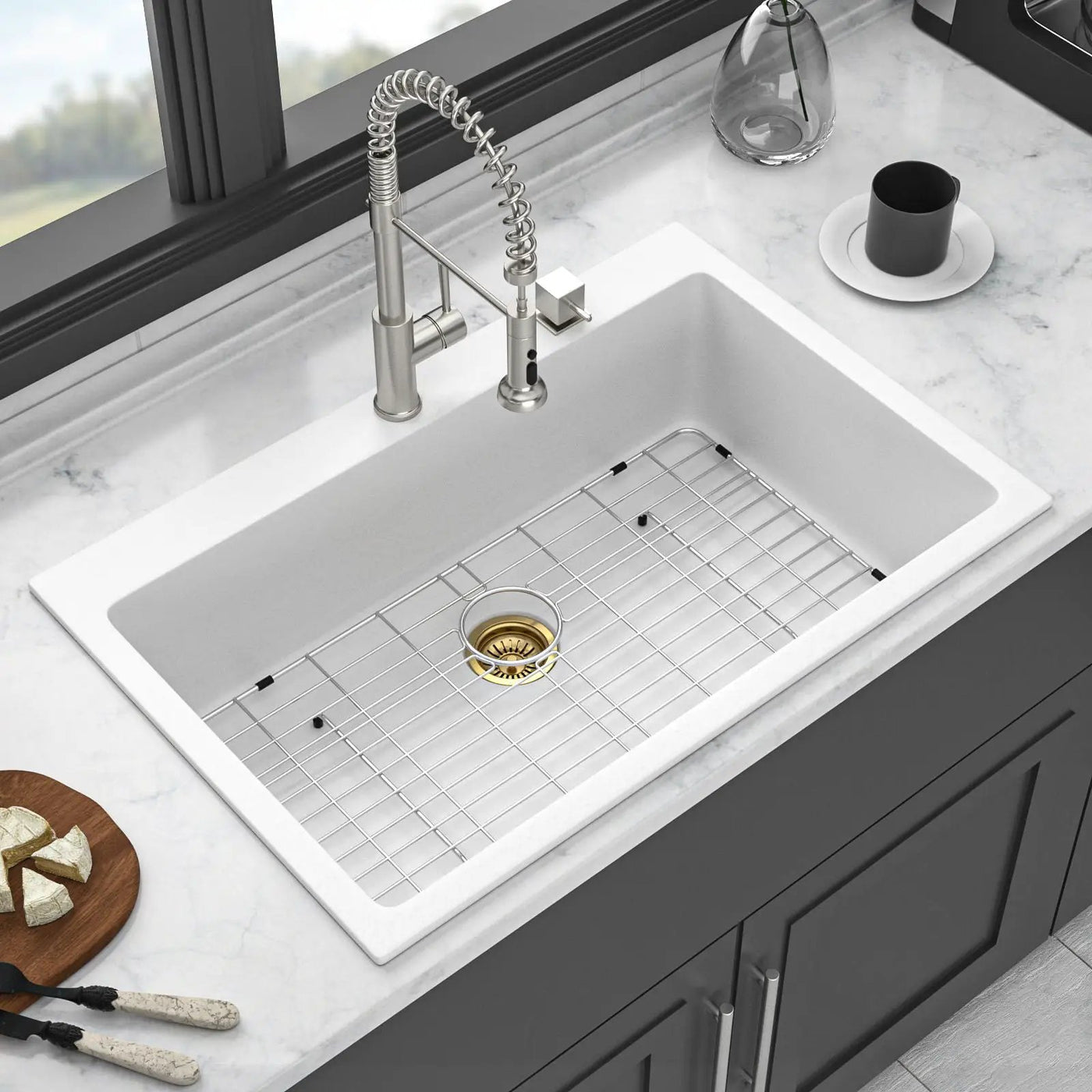 Quartz Kitchen Sink, Granite Composite, Drop In Sink With Durable Design by HouseOfZazla