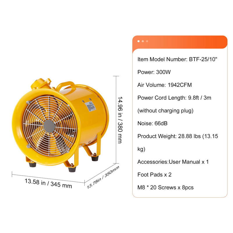 Portable Ventilator, 10" Heavy Duty Cylinder Fan, 350W by HouseOfZazla