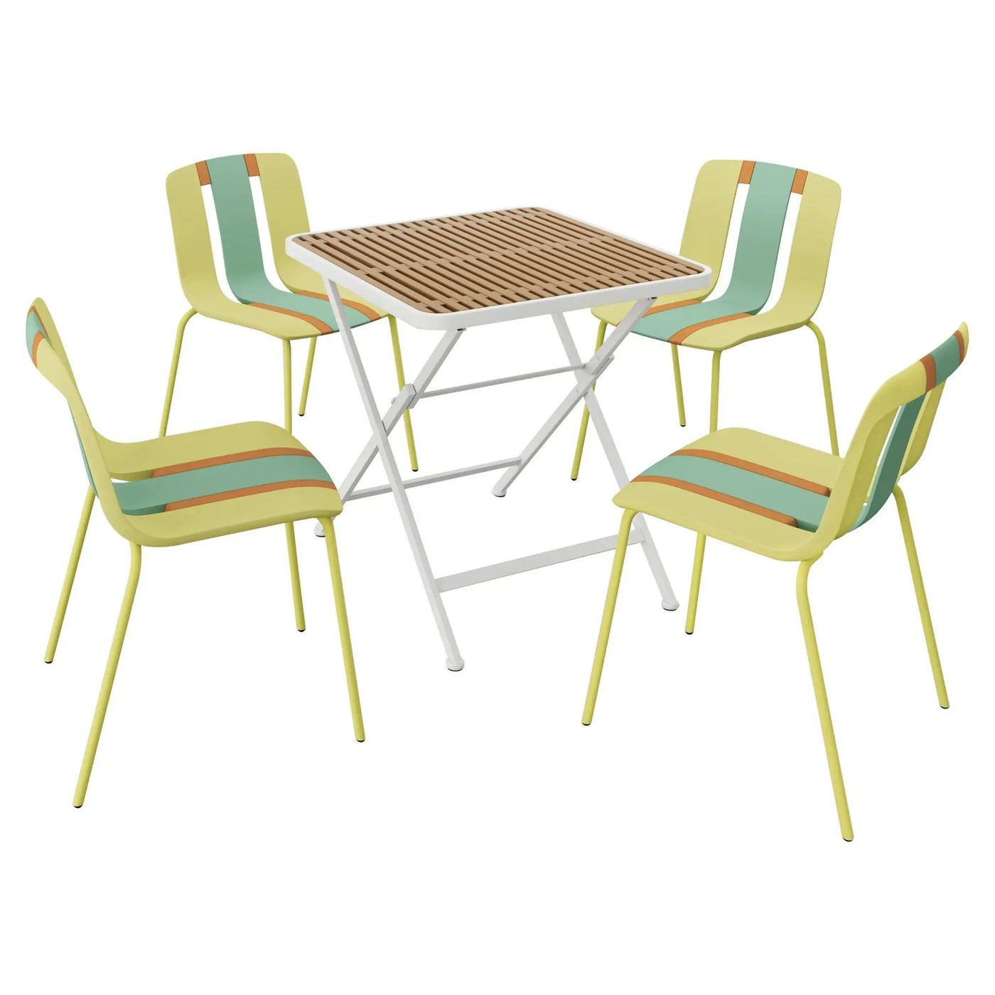 4 Piece Set Of Modern Striped Single Chairs With Folding Square Table by HouseOfZazla