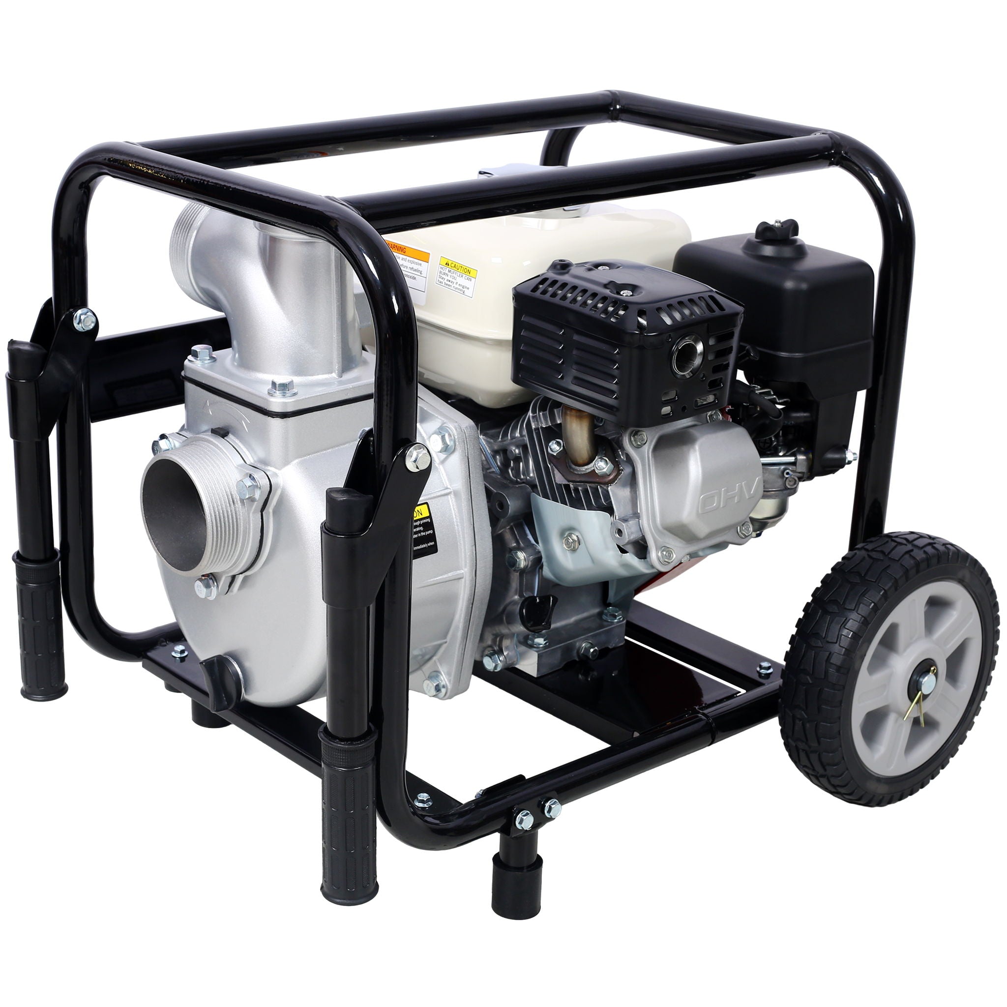 Honda - Gx160 Engine Water Pump 3" 264Gpm With Accessories Kit And Handle Wheel Kit - Black / Red by HouseOfZazla