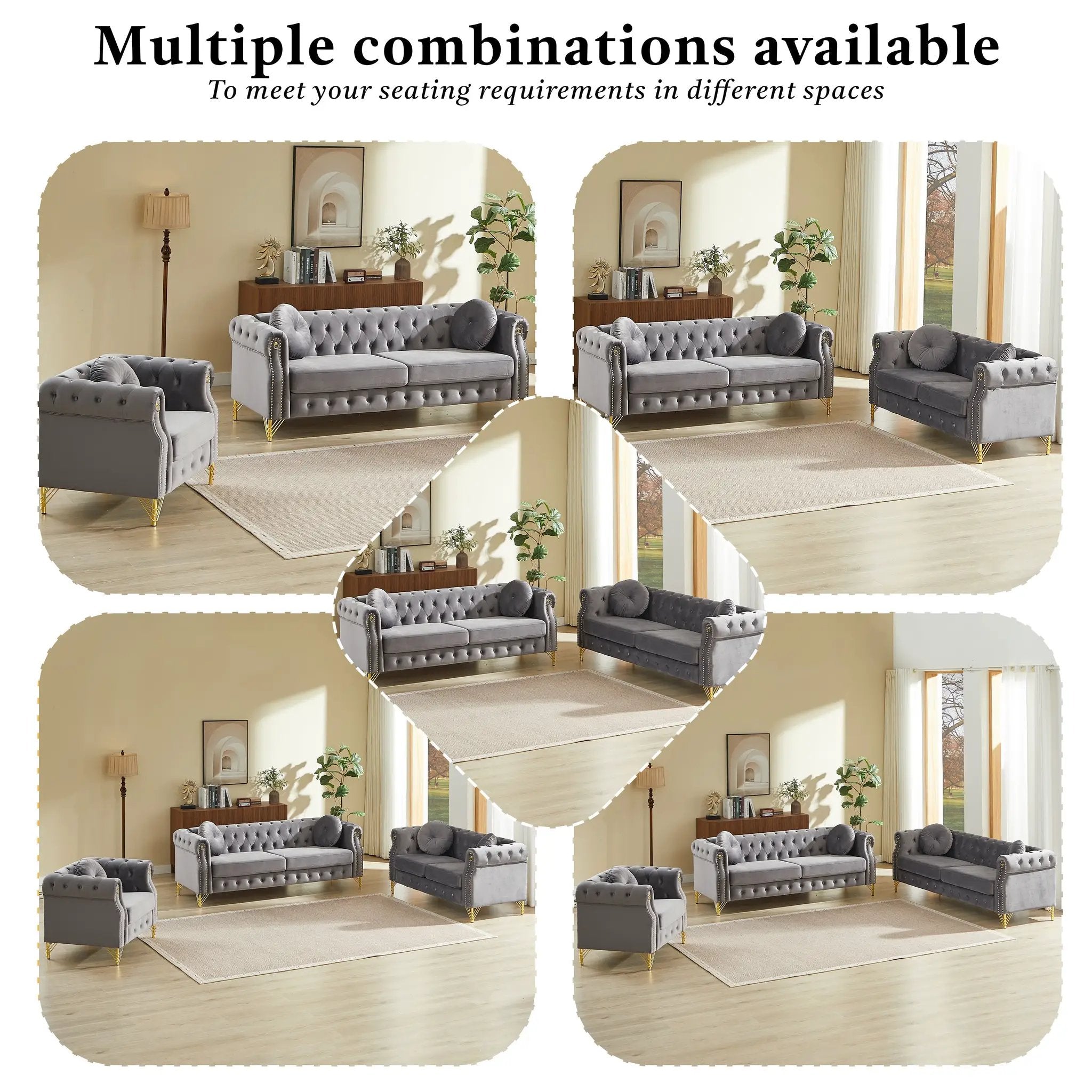 82-Inch Velvet Chesterfield Sofa by HouseOfZazla