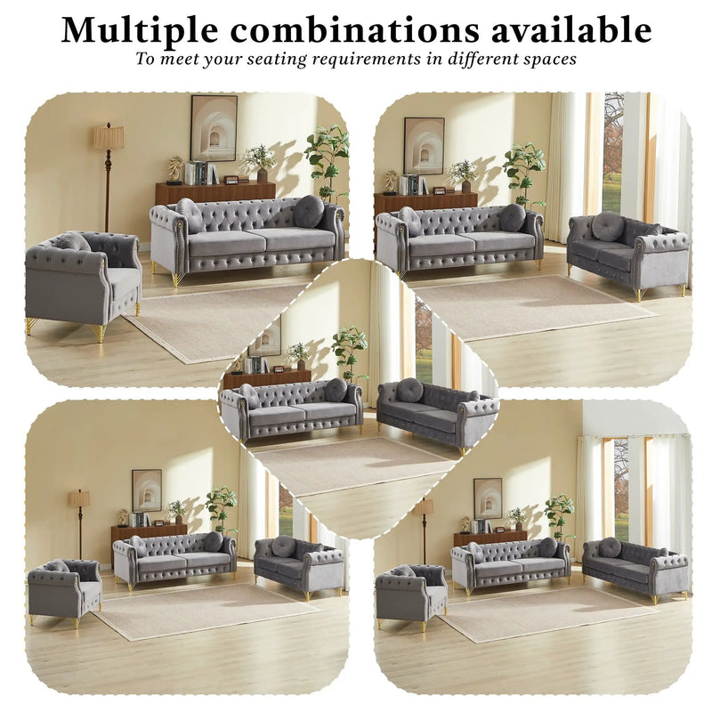 82-Inch Velvet Chesterfield Sofa by HouseOfZazla