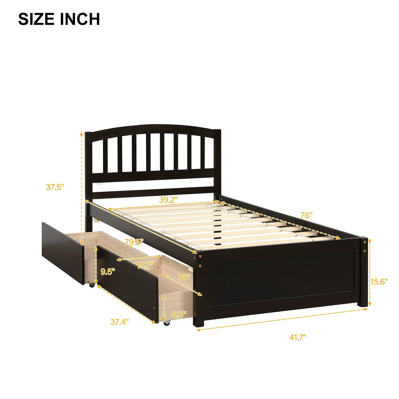Platform Storage Bed Wood Bed Frame With Two Drawers And Headboard by Unique Piece Furniture