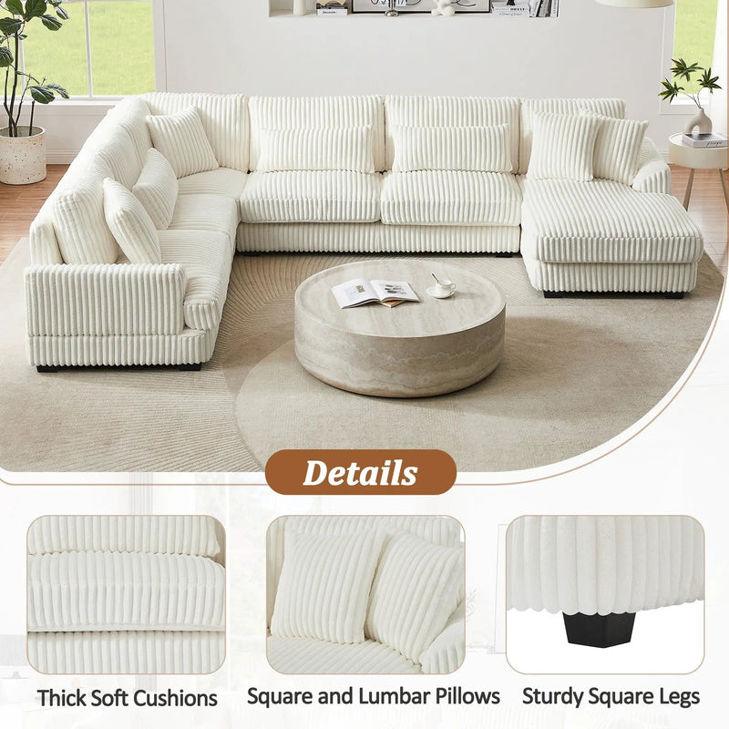 Oversized Sectional Sofa U - Shaped Sofa Couch Modern Sofa Upholstered In Soft With A Chaise Lounge For Living Room by HouseOfZazla