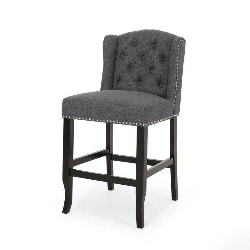 Vienna Fabric Tufted Counter Stool With Nailhead Accents (Set of 2) by HouseOfZazla