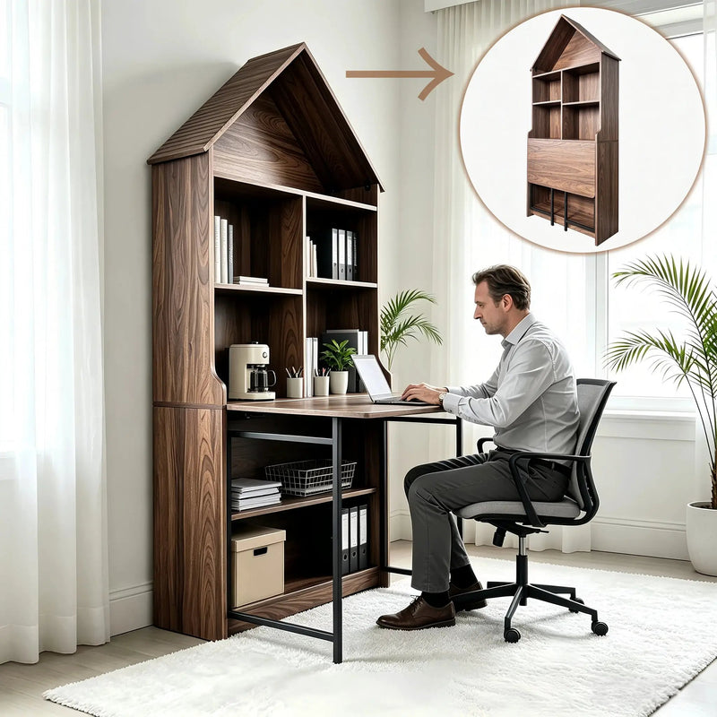Folding Craft Desk with Storage Shelves by HouseOfZazla