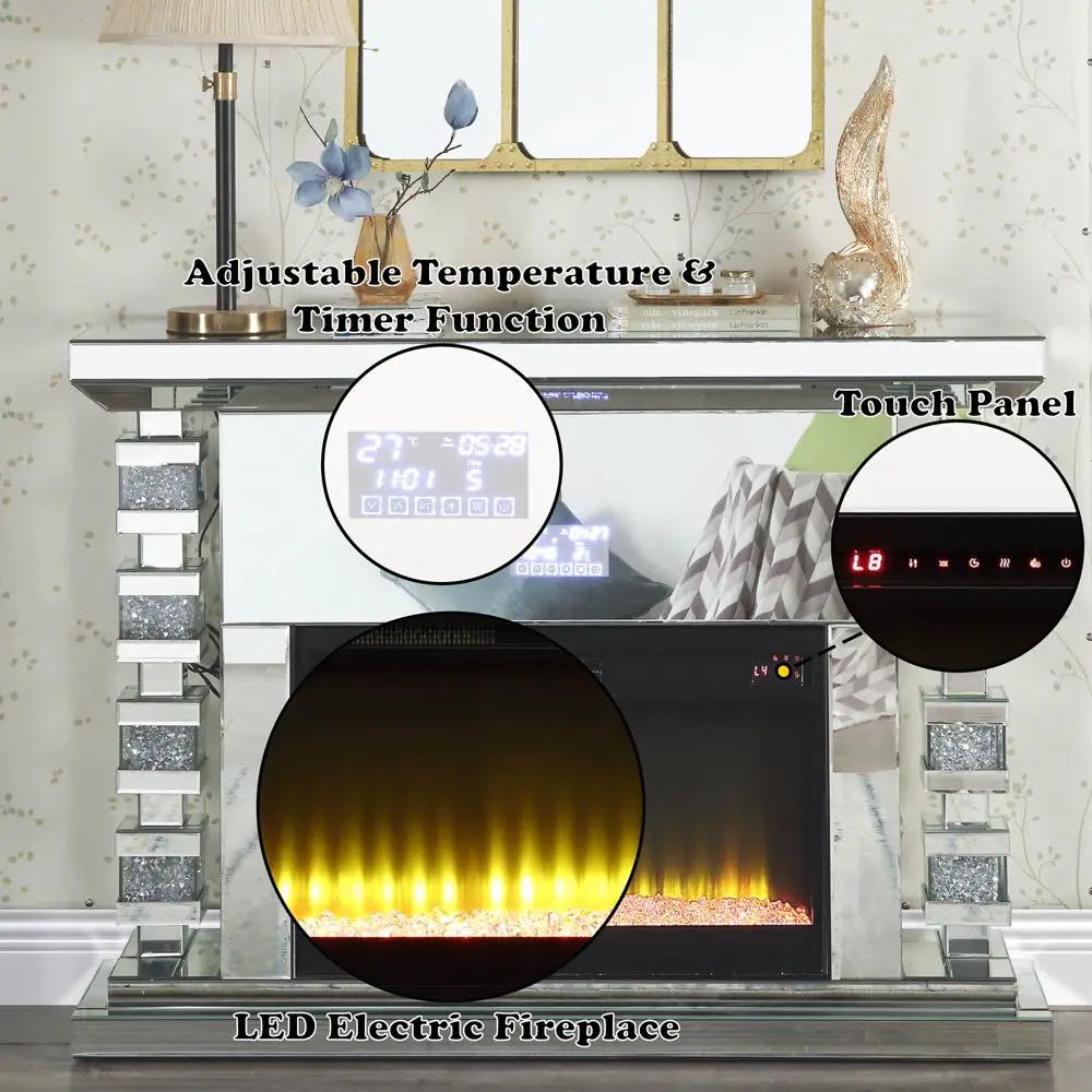 Noralie - 47" Fireplace With Bluetooth - Mirrored & Faux Diamonds by Unique Piece Furniture