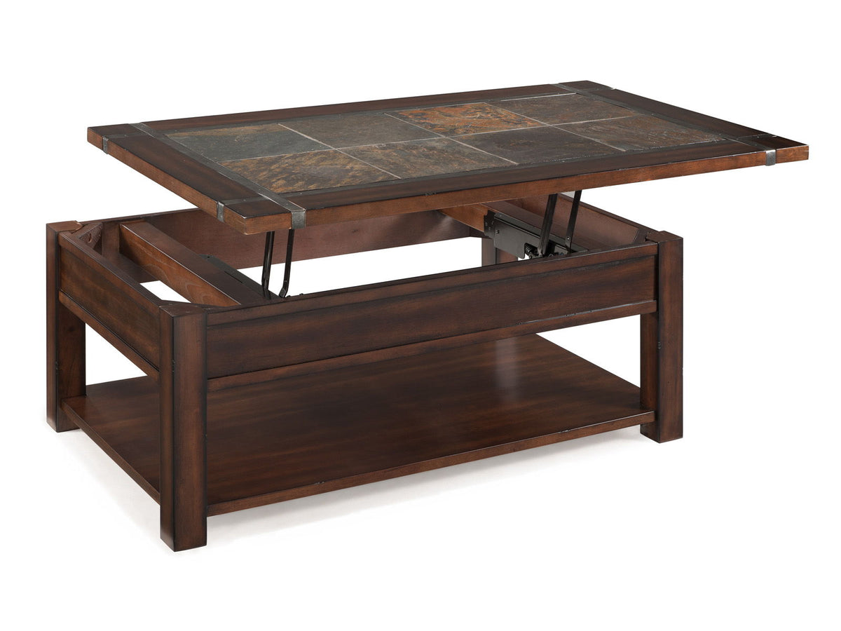 Roanoke - Rectangular Lift Top Cocktail Table (With Casters) - Cherry And Slate, photo 4 of 4