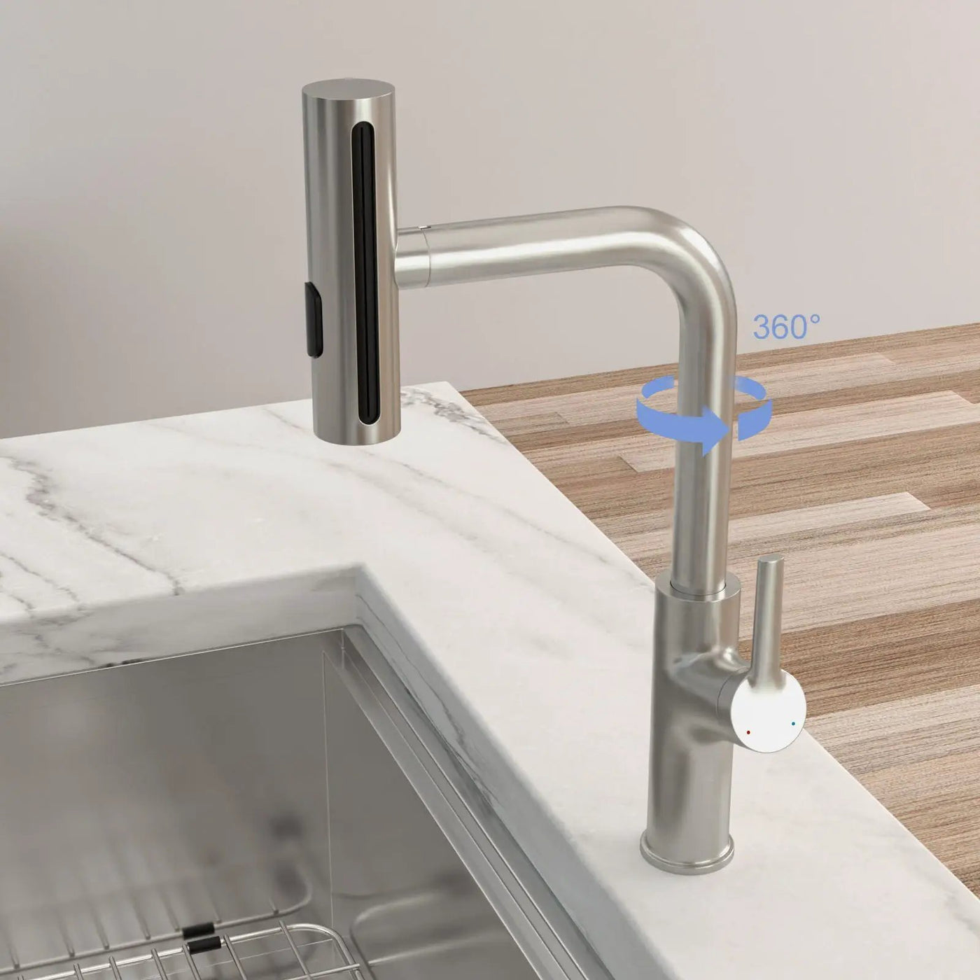 360° Pull Down Kitchen Faucet With 4 Spray Modes by HouseOfZazla