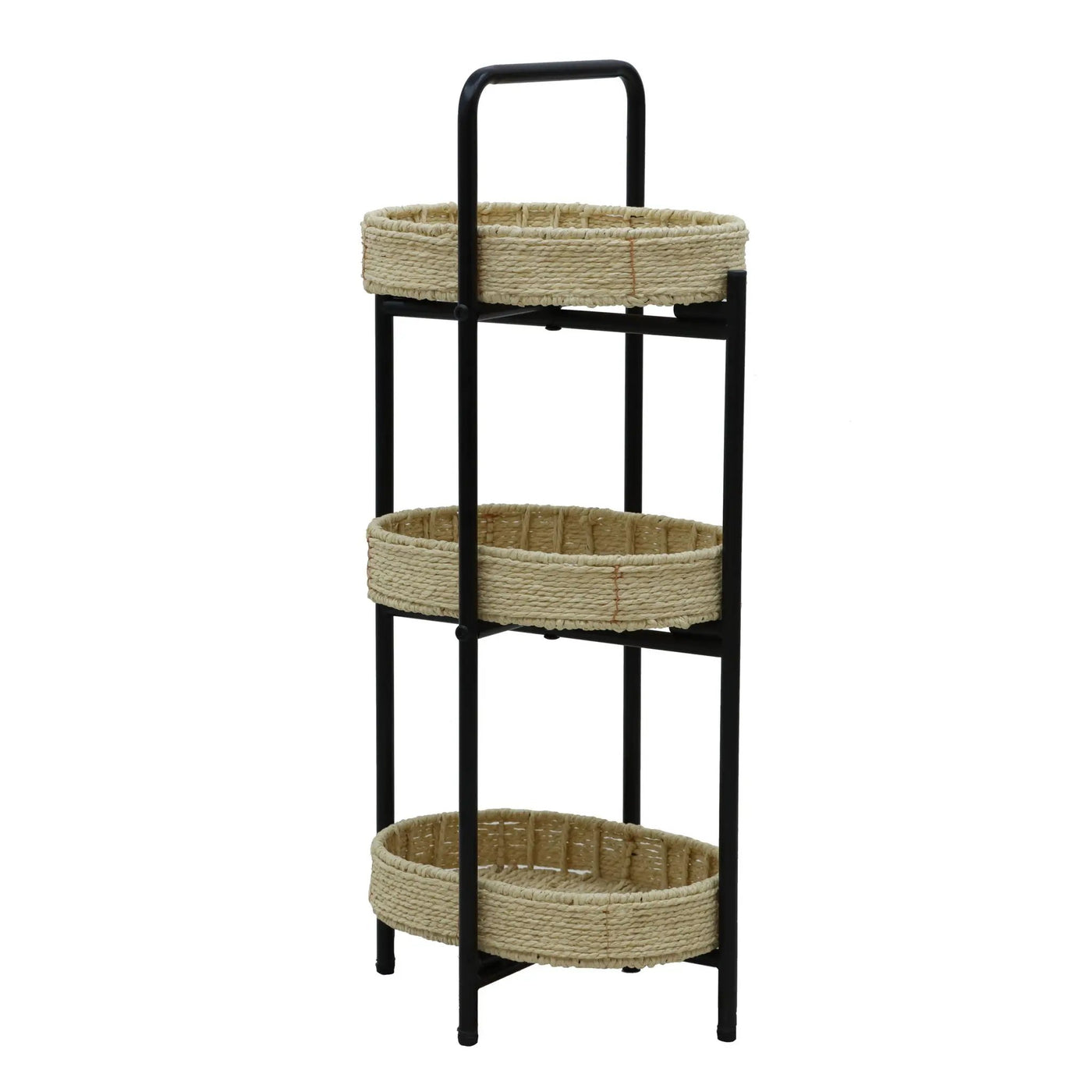 Modern 3 Tier Handwoven Side Table With Oval Organizer by HouseOfZazla