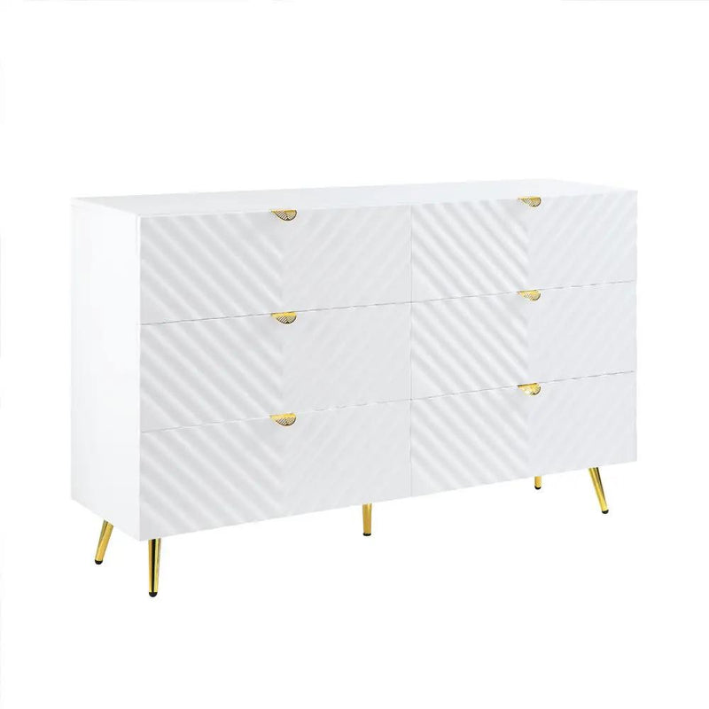 Gaines - 55" Dresser - White High Gloss by Unique Piece Furniture