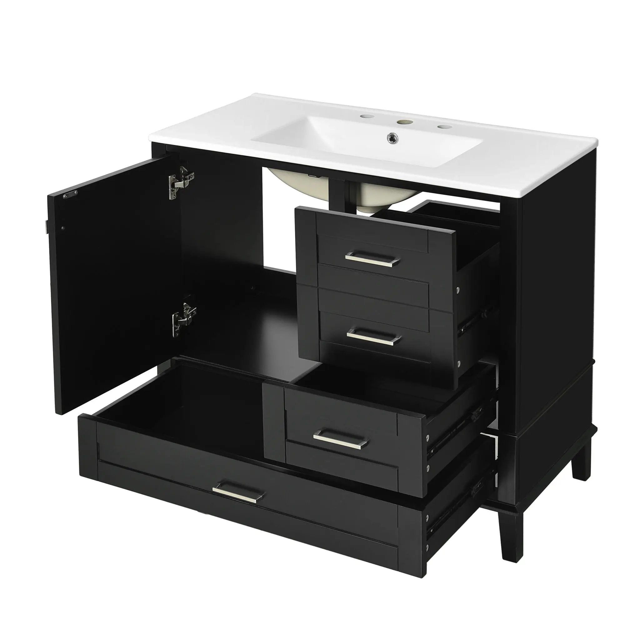 Bathroom Vanity, Modern Bathroom Cabinet With Sink Combo Set, Bathroom Storage Cabinet With A Soft Closing Door And 3 Drawers, Solid Wood Frame by HouseOfZazla