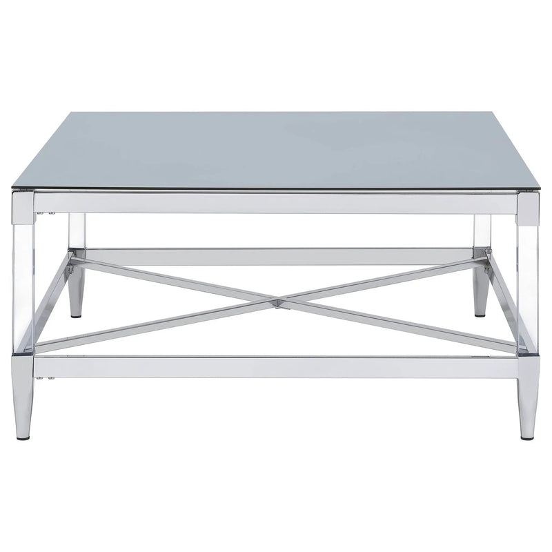 Lindley Square Tempered Mirror Acrylic Coffee Table Chrome by Unique Piece Furniture