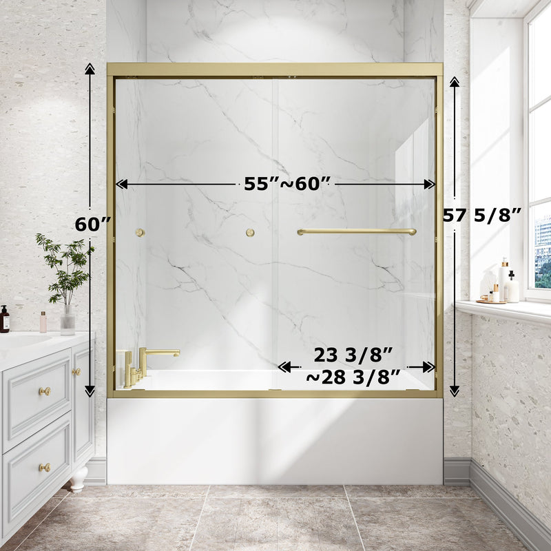 55"-60" W x 60" H Brushed Shower Door by HouseOfZazla