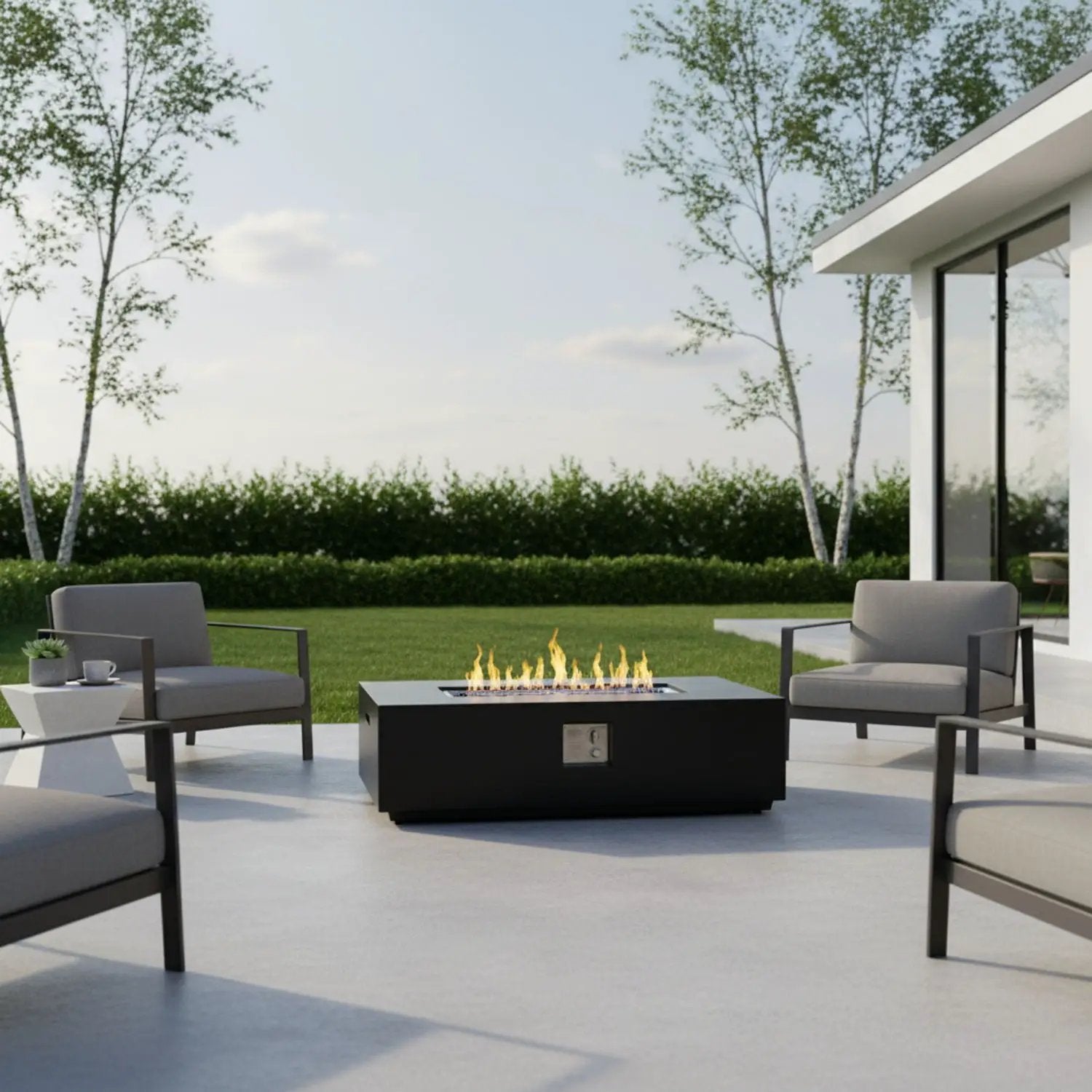 Propane / Natural Gas Fire Pit Table, 50,000 BTU - Charcoal by HouseOfZazla