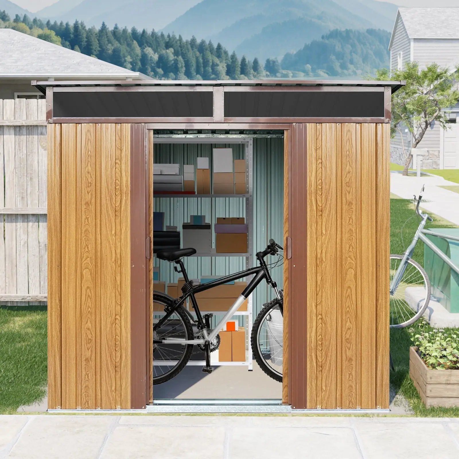 Outdoor Metal Storage Shed And Transparent Plate For Garden, Lawn by HouseOfZazla