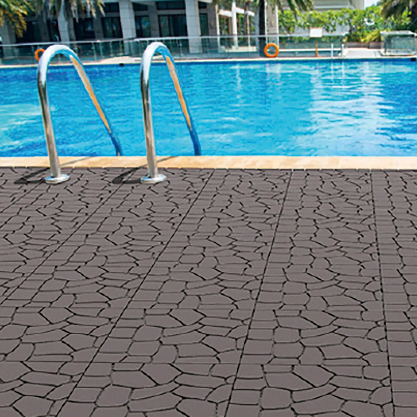 New Stone Texture Patio Deck Tiles, Diy Interlocking Floor Tiles, Easy Installation by HouseOfZazla