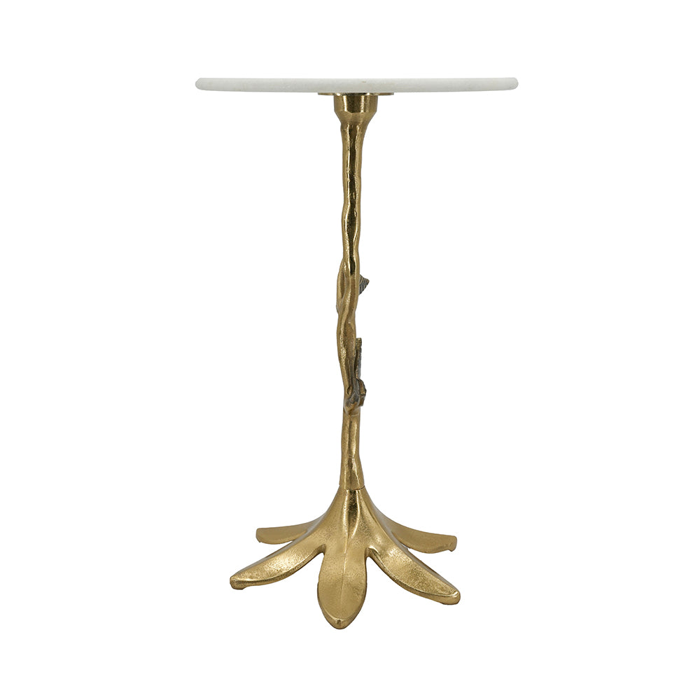 Leafy Branch Side Table with Marble Top - Gold Finish, photo 4 of 10