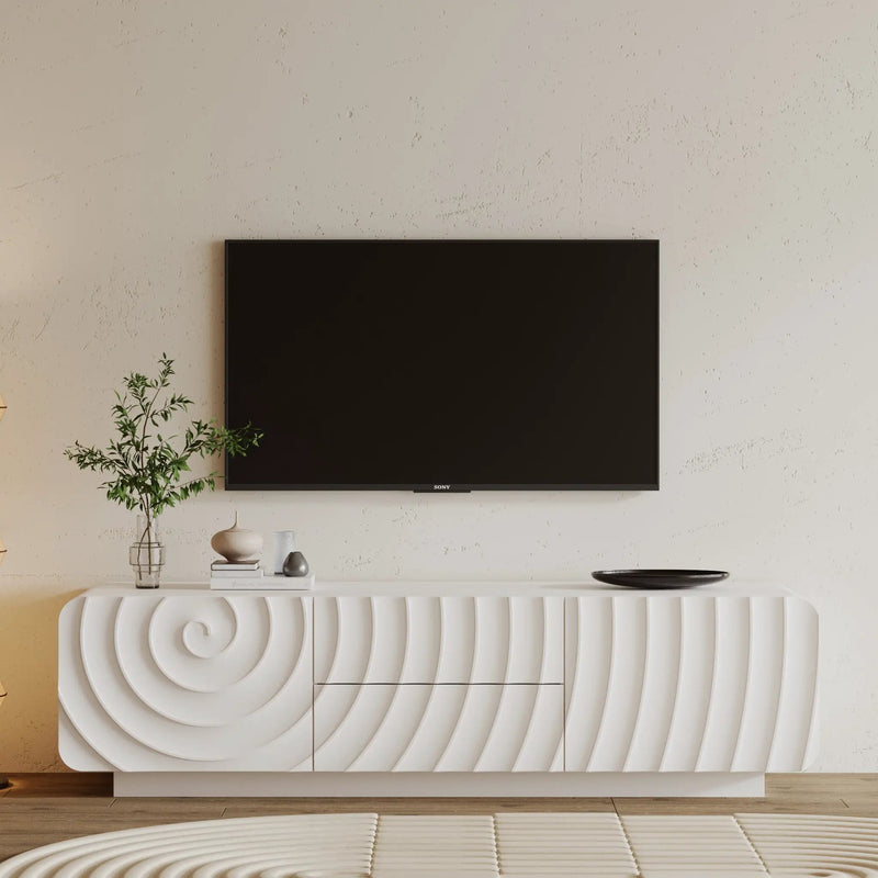 58" TV Console with Modern Unique Spiral Wave Design by HouseOfZazla