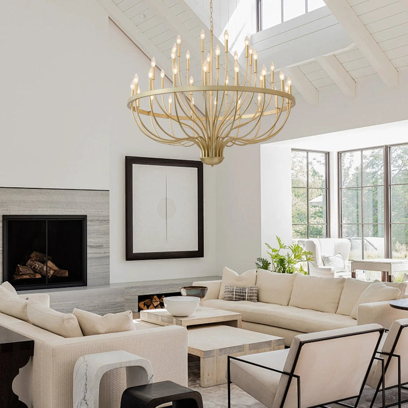 36-Light Gold Industrial Iron Candle Chandelier by HouseOfZazla
