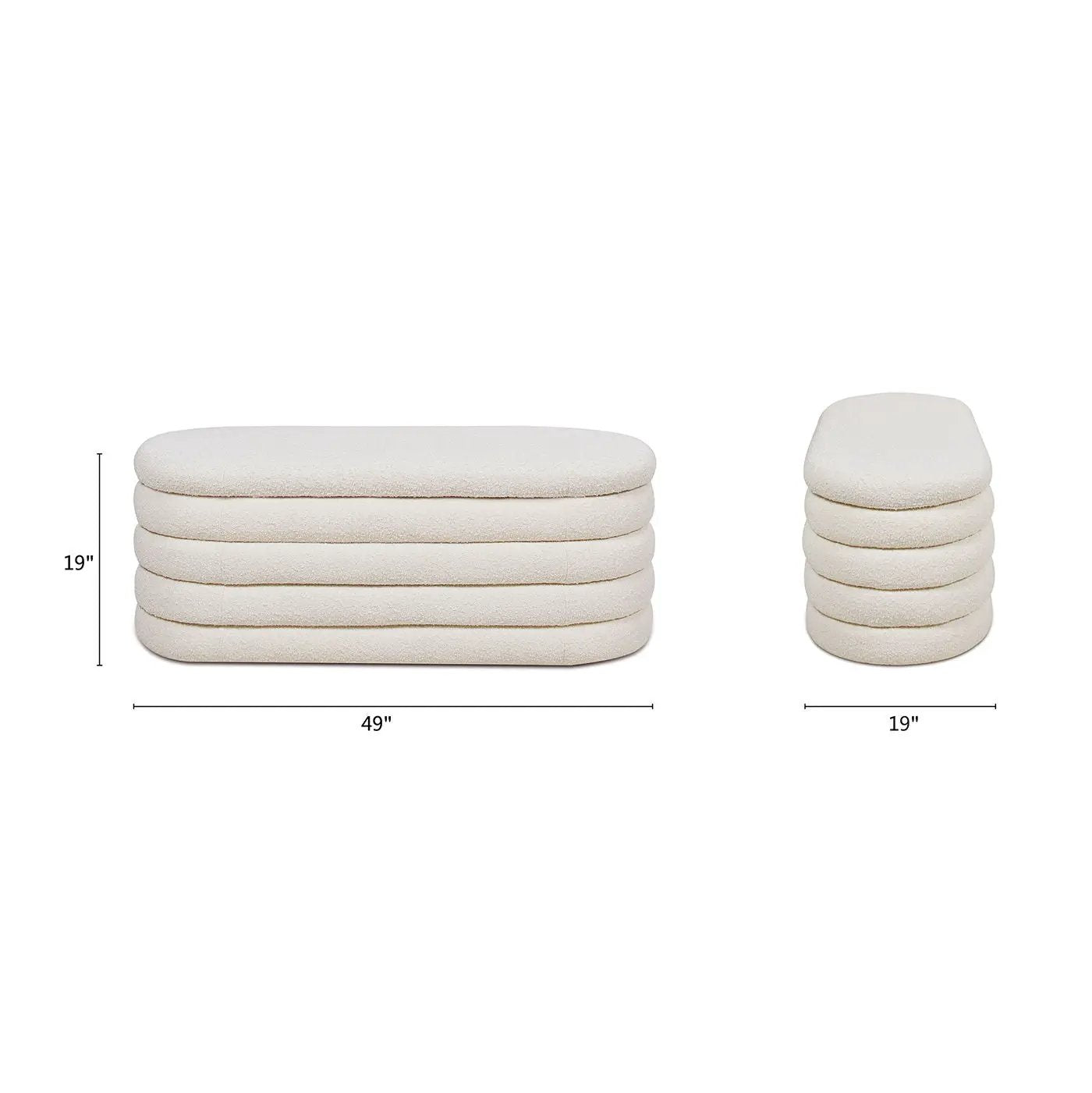 Fuji - Upholstered Oval Storage Bench by HouseOfZazla