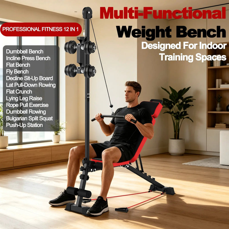 Multi-Functional Weight Bench with Pulley System and Adjustable Backrest by HouseOfZazla