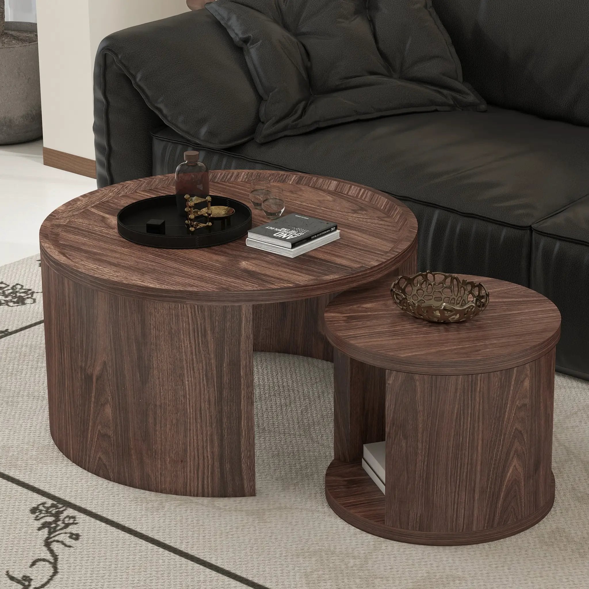 Round Nesting Coffee Table Set of 2 by HouseOfZazla